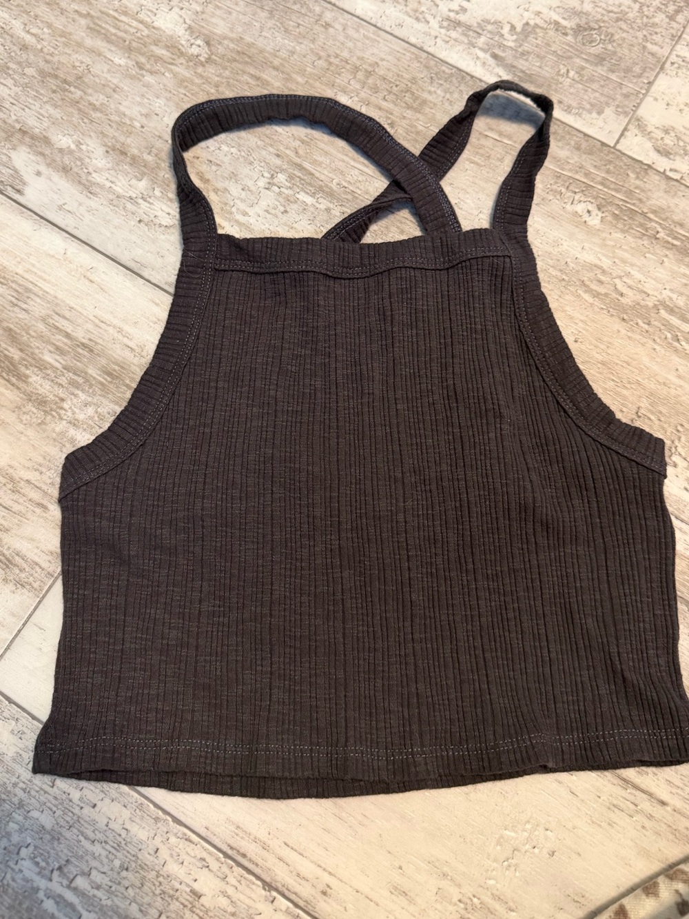 American Eagle Outfitters Ribbed Square-Neck Cropped Tank Top